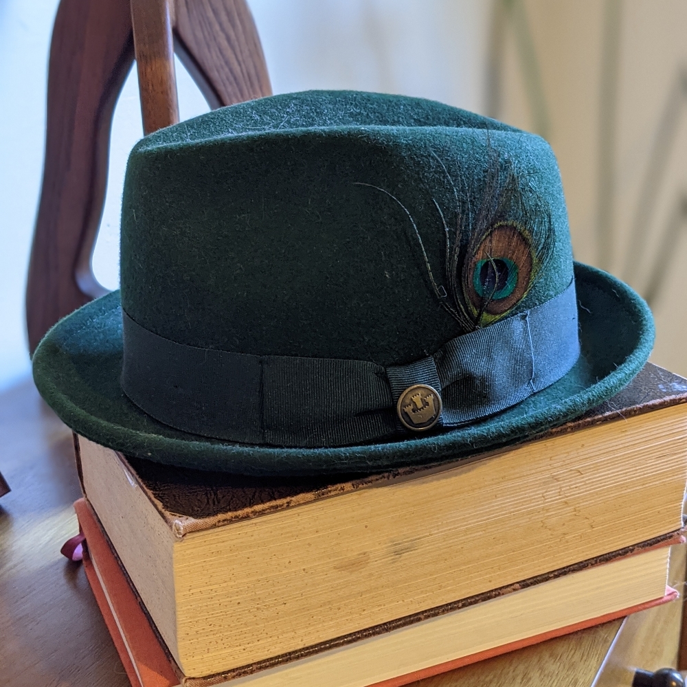 Green small brim fedora